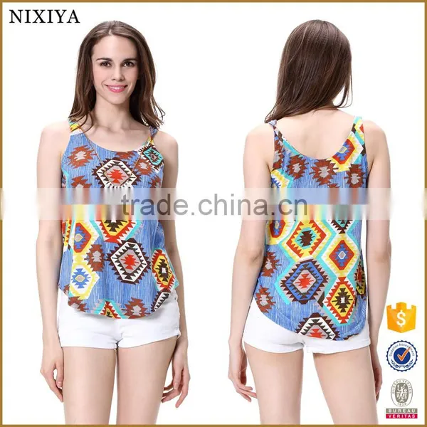 Top Summer Autumn Tank Sleeveless Vest Flower Printed in China