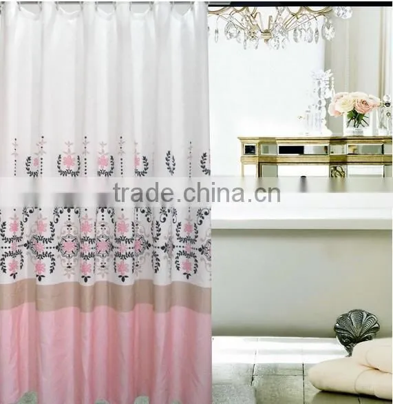 100% Polyester Chocolate Block Printed Waterproof Shower Curtain, Mildew Resistant Bath Curtain