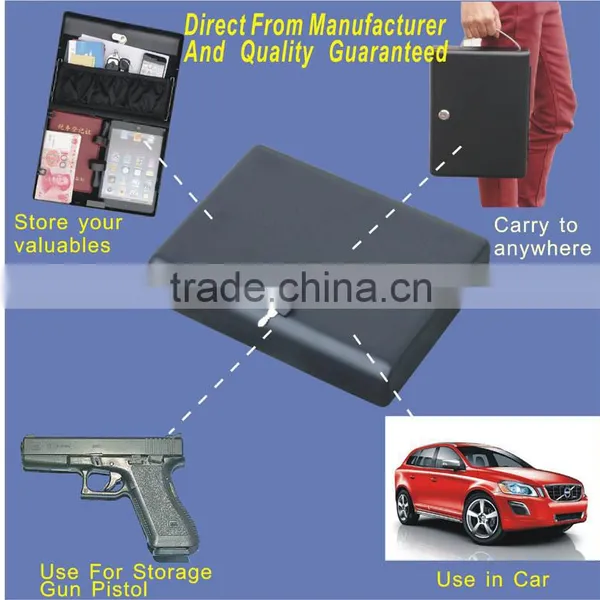 Wholesale -- MK500 Micro Vault Key Car Gun Pistol Metal Portablel Key Lock Storage Small File Mini Ipad Safe Box , Document Box