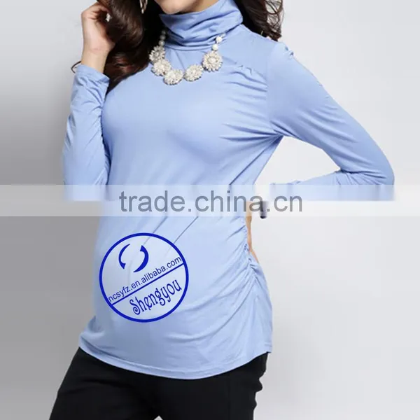 Custom Spandex Cotton Turtleneck Maternity Tshirt photo-2
