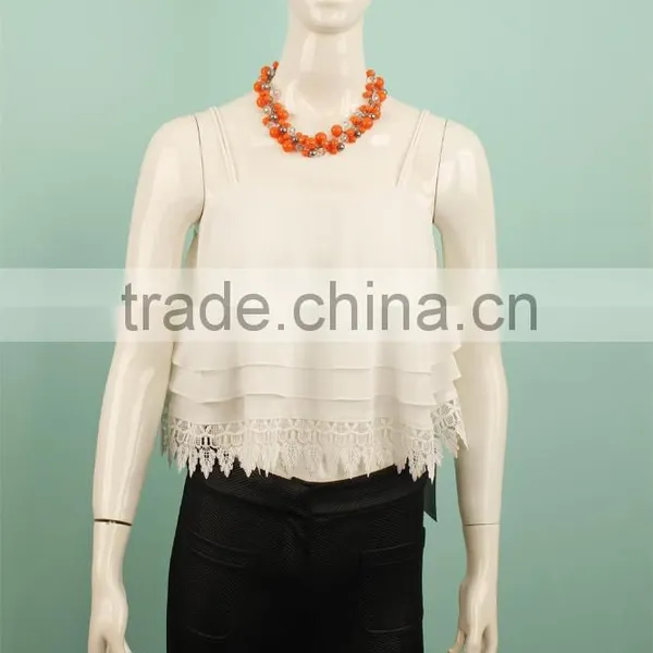 2015 Models Chiffon Blouse Lace in the Bottom Online Shopping photo-3
