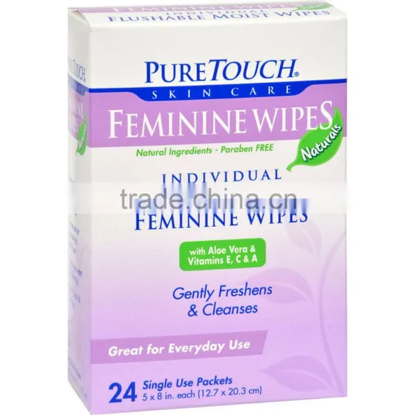 Puretouch Feminine Wipes Flushable - 24 Wipes