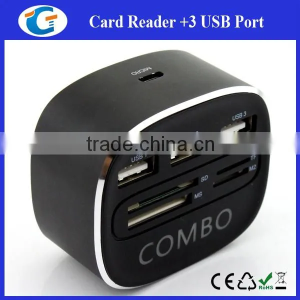 3 Ports Hub Usb With Card Readers - Customized Led Logo for Gifts photo-3
