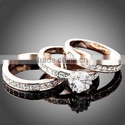 3pcs/Set 18kgp Jewelry Gold Rings Price With Stones Supplier's Choice photo-2
