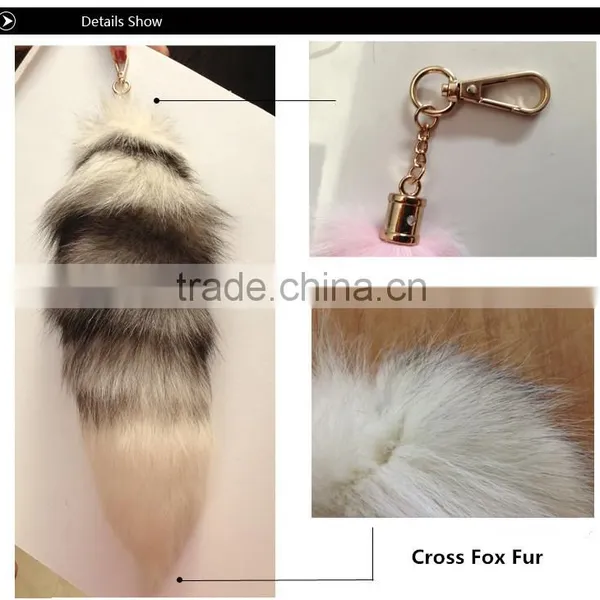 Natural Silver Fox Tail Fur Keychain / Fox Fur Tail Keychain / Dye Colorful Fox Tail Keychain Quality Choice photo-5
