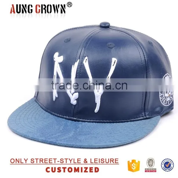 Customize Faux Leather Hat Snapback Cap photo-3