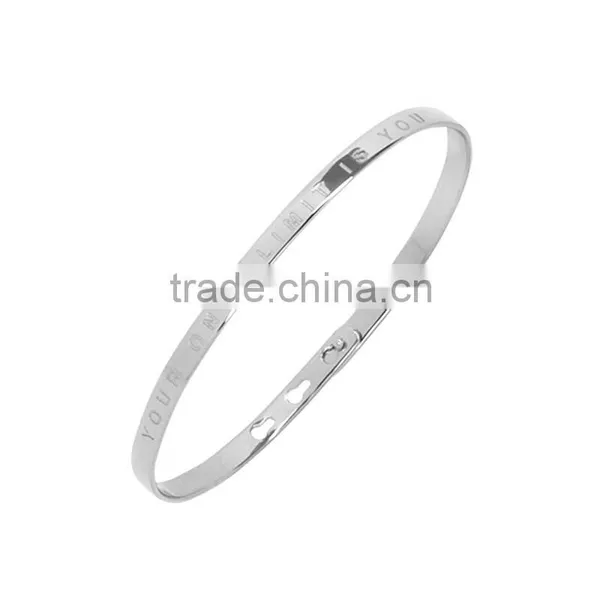Memories Bangles With Customize Design Word 'YOUR ONLY LIMIT IS YOU' With 4mm/7mm Width