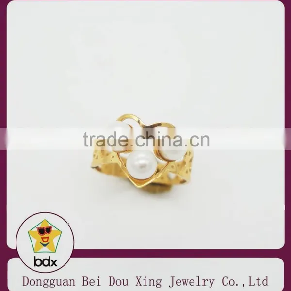 2015 Three Preal With Gold Plated Heart Shape Stainless Steel Rings photo-2