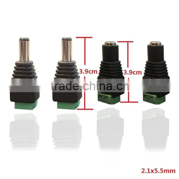 2.1mmx5.5mm DC plug with screw terminal block adapter male and female/Male Female 2.1 x 5.5mm DC Power Plug Jack Adapter