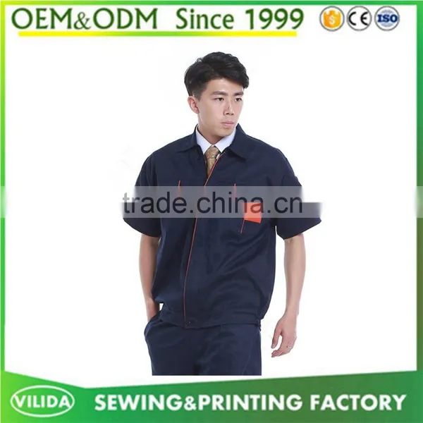 Hot Selling 100% Polyester Short Sleeves Durable Construction Worker Uniform photo-4