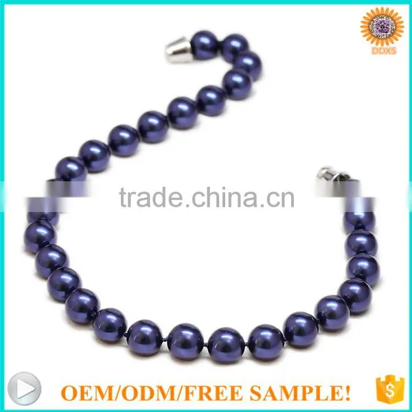 Elegant 10mm Sea Shell Bead Necklace Purple Jewelry photo-2