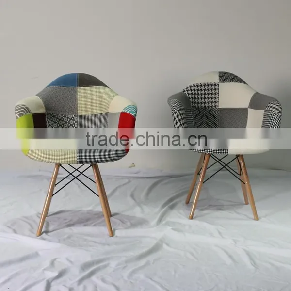 Replica Eiffel Tower Base Fiberglass Patchwork Dining Armchair With Wood Legs photo-5