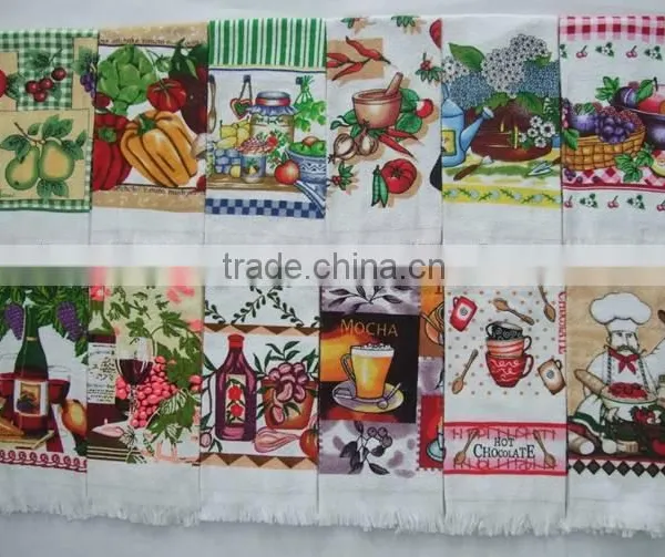 Silk Screen Printing Kitchen Terry Towel Cotton Velour Kitchen Towel photo-3
