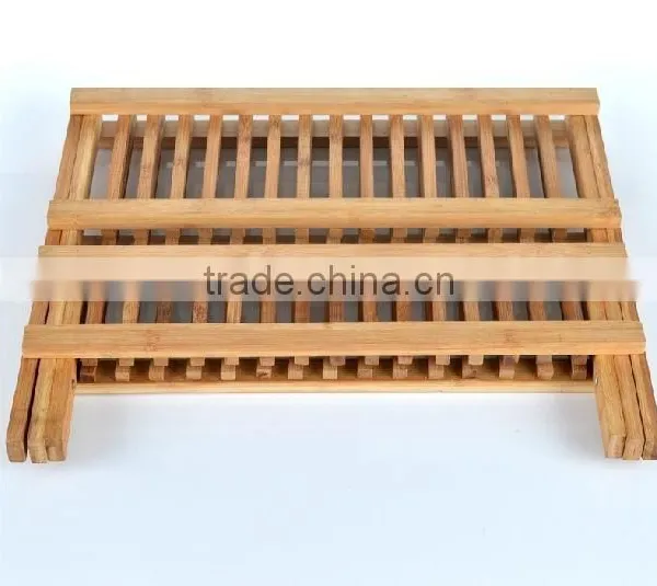 Bamboo Scissor Style Folding Dish Rack /Flatware Holder Set. photo-3