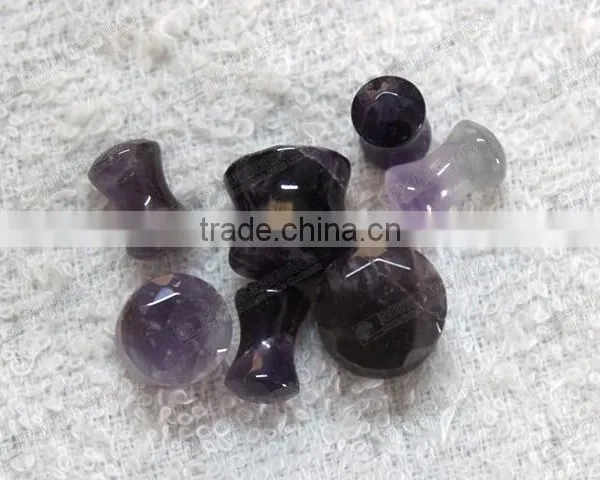 Natural Amethyst Double Flare Gemstone Ear Plugs,ear Piercing Plugs photo-2
