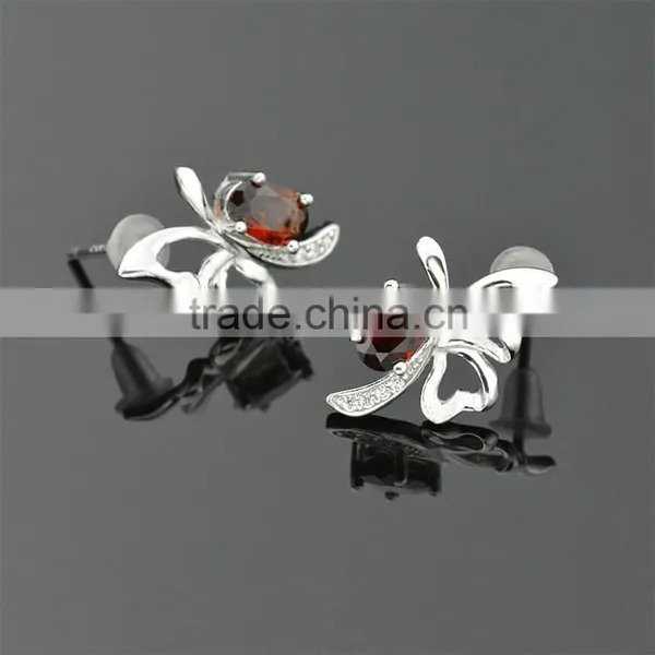 Fashion Garnet CZ Earrings, Hot Stud Earrings photo-2