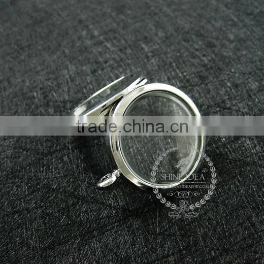 30mm Silver Plated Alloy Round Photo Locket Vintage Style Fold Photo Locket Pendant Charm 1112018 photo-4