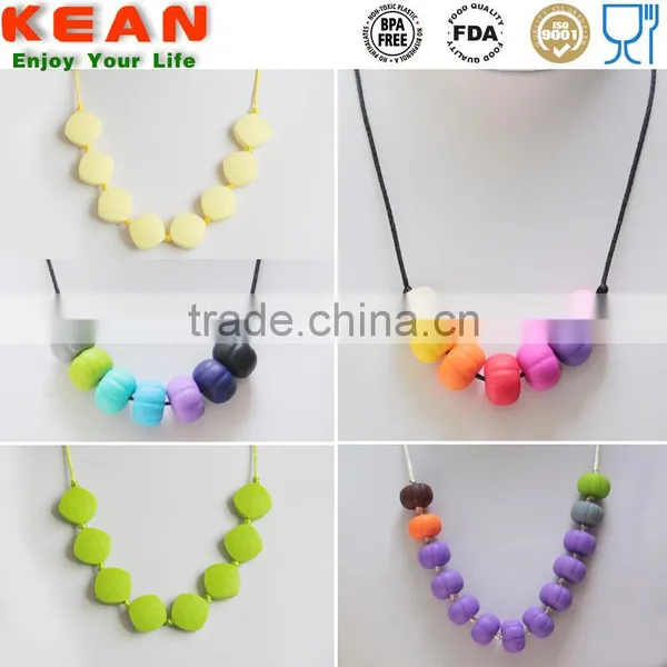 Different Style Silicone Bead Necklace Silicone Teething Necklace Quartz Pink Blue Green photo-3