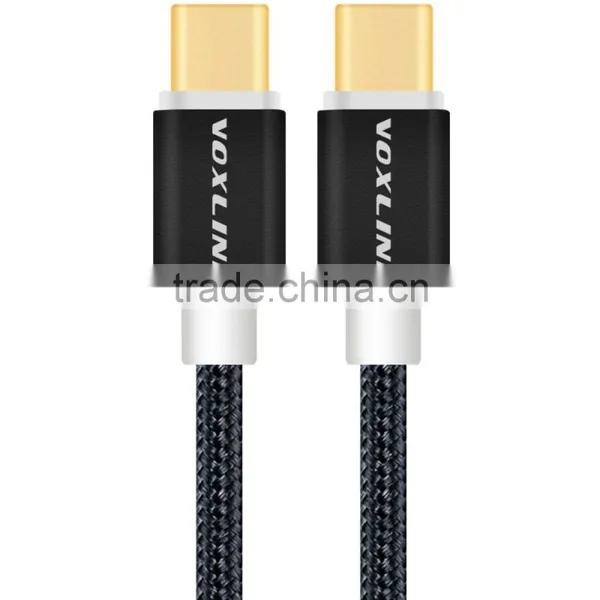 Voxlink 0.5m TYPE-C Male to Male Mobile Phone Data Cable Charging Cable Nylon Braided Metal Wire Black photo-2