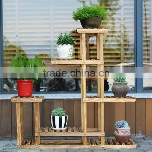 China Factory Customize Wooden Standing Flower Pot Rack photo-3