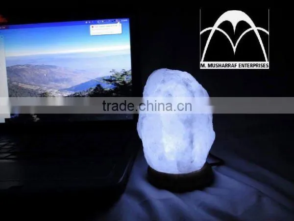 Himalayan Rock Salt USB Tiny WHITE Lamps NATURAL photo-3