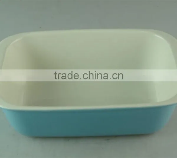 Light Blue Glazed Ceramic Rectangle Bakeware Bake Tray/plate photo-2