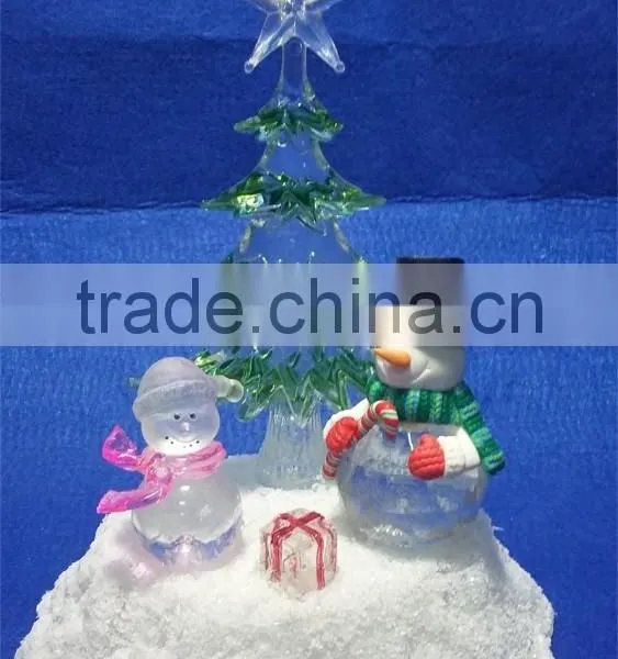 Acrylic LED Artificial Christmas Green Tree With Snowman photo-2