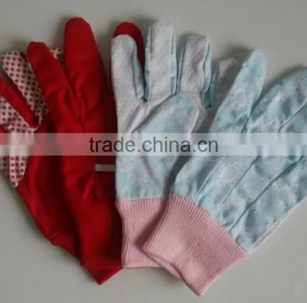 Kids Cotton Gardning Gloves With Mini PVC Dots Palm photo-5