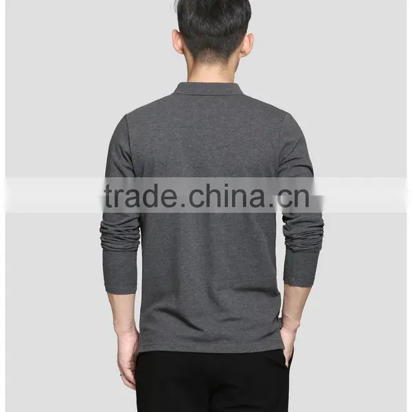 100% Cotton Long Sleeve Mens Slim Fit Printing Embroidery Plain Blank Polo T-shirt photo-6
