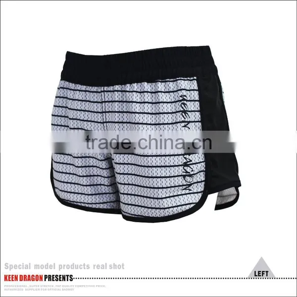 2016 NEW CROSSFIT BLACK AND WHITE STRIPE WOMENS' MMA SHORTS photo-4