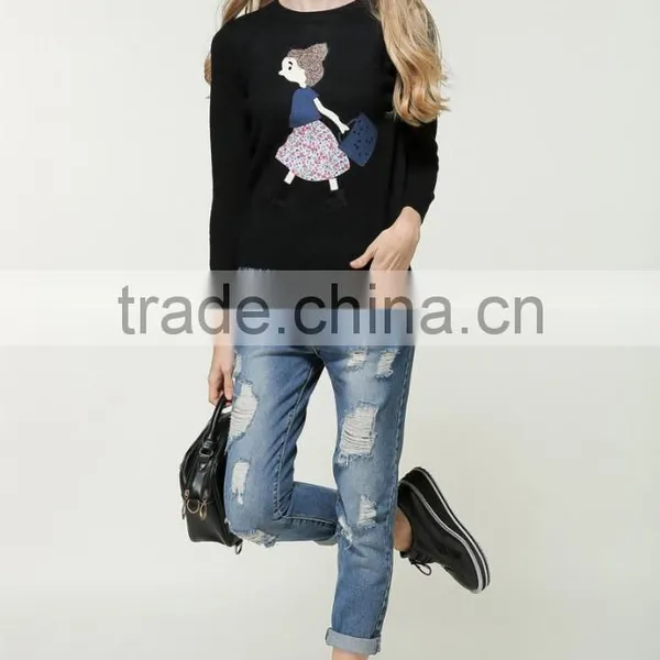 Newest Design Women Jumpers Red Color Crew Neck Knitted Ugly Christmas Sweaters photo-4