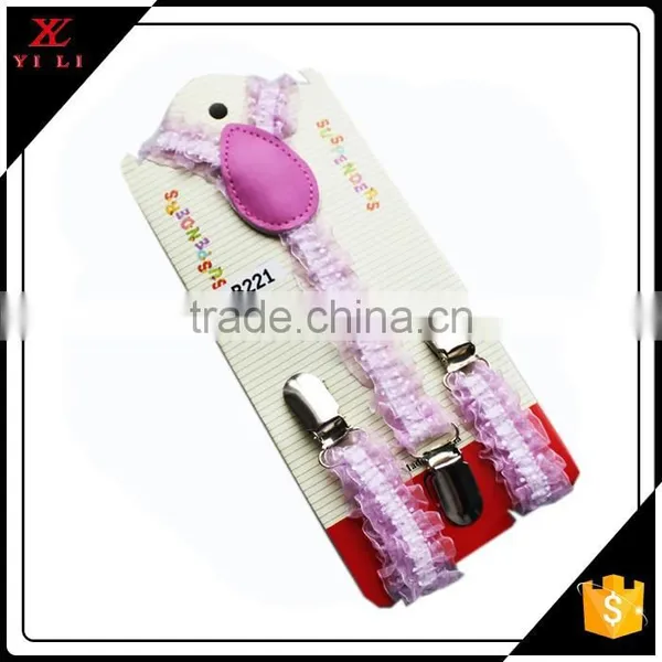 Pink Lace High Quality Suspenders for Girls
