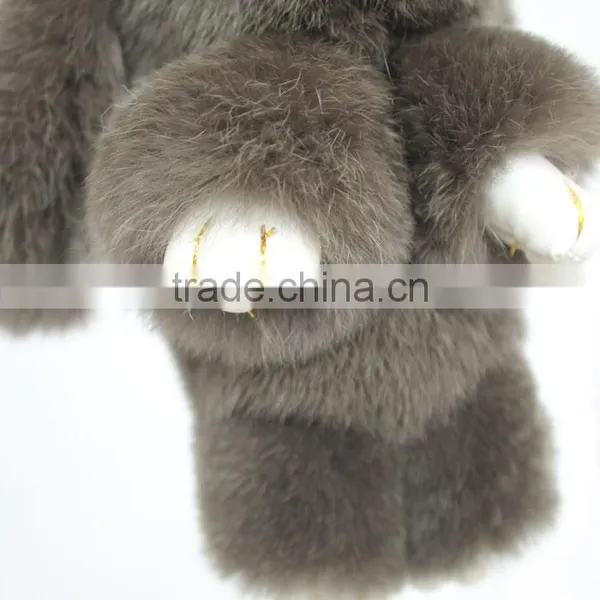 Myfur Brown Customized Big Rabbit Fur Key Pendant for Bag Charm Wholesale photo-6