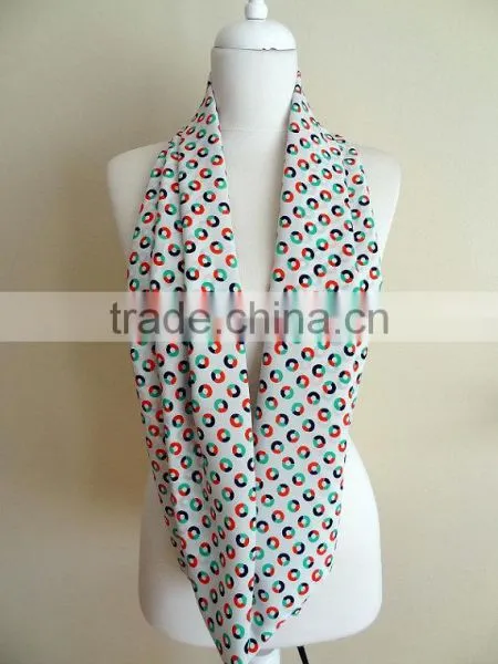 Circles Pattern Infinity Scarf, Tube Scarf, Circle Scarf, Loop Scarf, Scarves, Spring - Fall - Winter Fashion photo-4