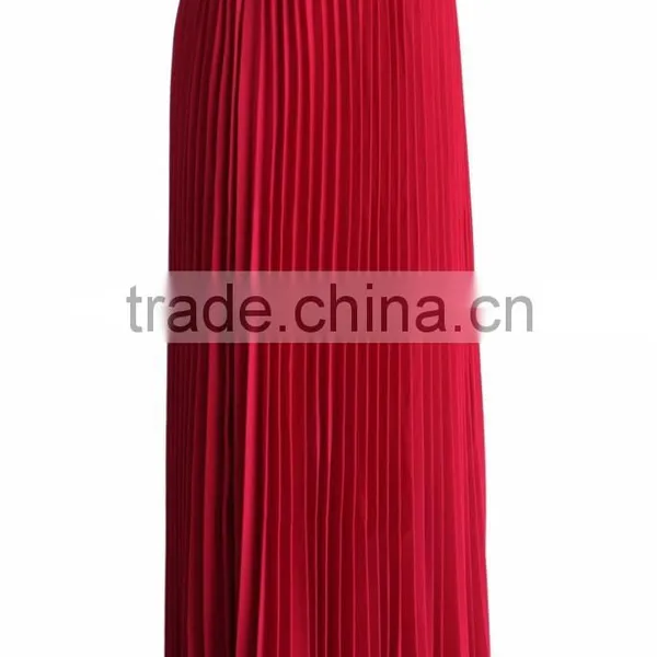 New Arrival Belted Pleated Skirt Women Fashion Chiffon Maxi Skirt 2016 photo-3