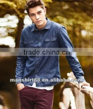 Trendy Style Men's Long Sleeve Two Pocket Denim Shirts photo-2