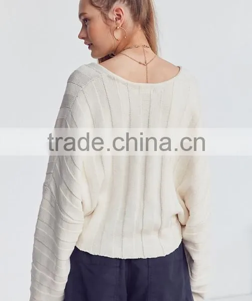 Ladies Long Sleeve Fashion Asymmetrical Modern Knitting Crop Top Sweater With Best Quality photo-4