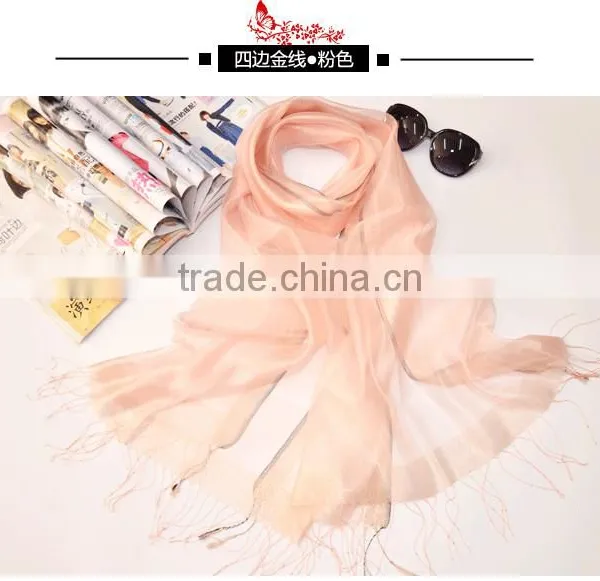 2017 Latest Fashion Organza Scarves Two Layer Silk Scarf Best Selling for Ladies Silk Scarf Hijab Caps photo-4