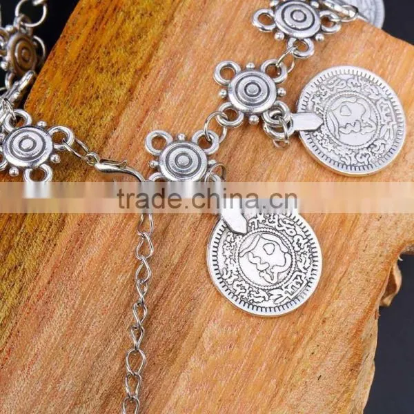 Tribal Ethnic Silver Coin Tassel Gypsy Festival Turkish Anklets Bracelet Jewelry photo-4