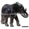 Wood-carved Standing Elephant in Rustic Finishing