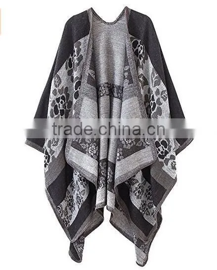Women Cashmere Oversized Blanket Poncho Cape Shawl Long Cardigan Women Winter Coat photo-3