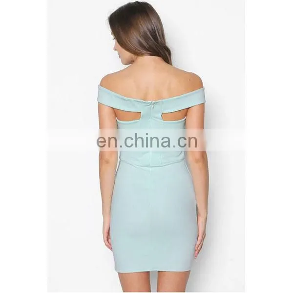 Sexy off Shoulder Dress Fashion Women Clothing Strapless Blue Bodycon Dress photo-4