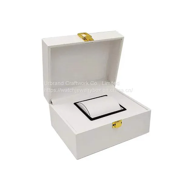Spot High-grade Pu Watch Box Single Watch Gift Packaging Box White Large Watch Pillow Collection Storage Box With Metal Lock