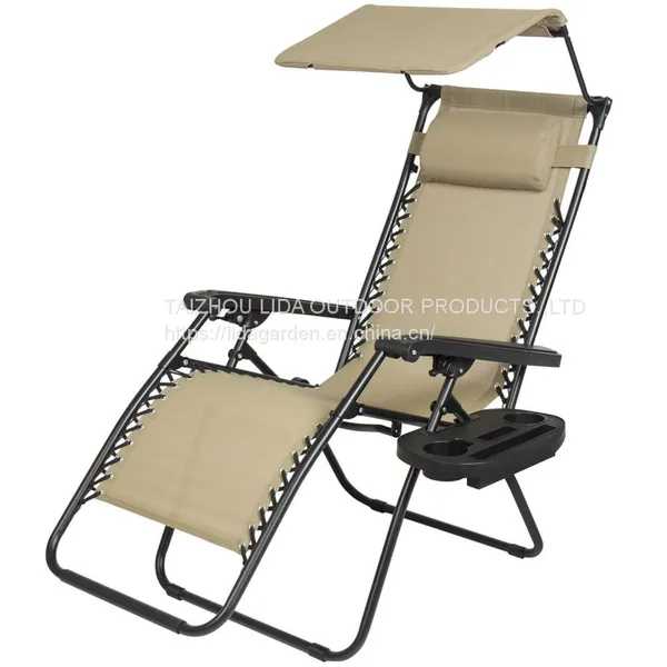 Outdoor Lounge Chair Adjustable Folding Zero Gravity Recliner Chair Camping Lounge