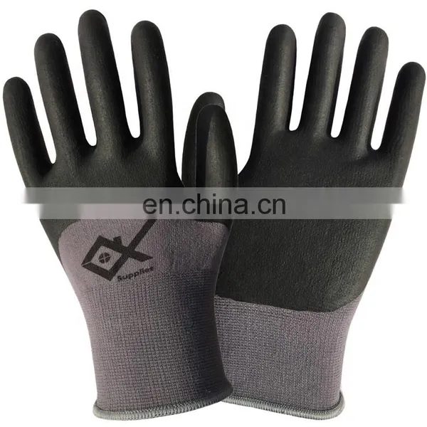Long Cuff Green Flock Lined Nitrile Chemical Resistant Acid-based Proof Cheap Work Gloves photo-3