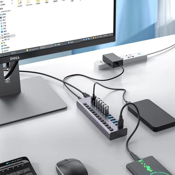 13 Port 5Gbps Rate 60W Powered USB 3.0 Hub (ABS) photo-2
