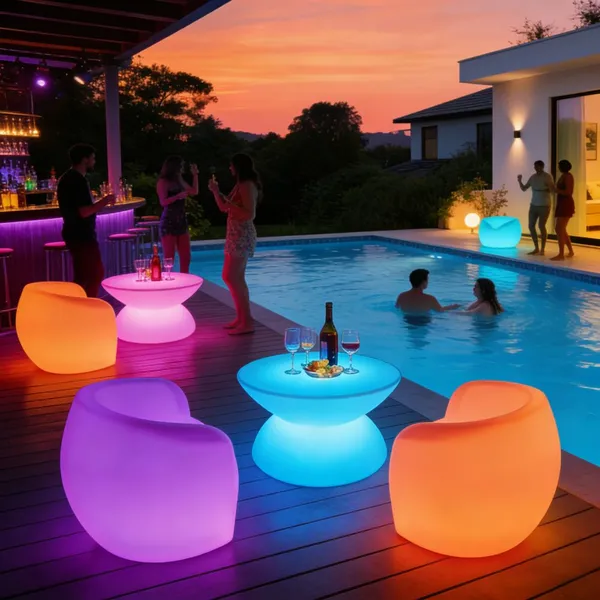 Bar Furniture Glowing Luminous Illuminated Led Table and Chair Set Outdoor Nightclub Led Furniture Outdoor Garden Event Table photo-3