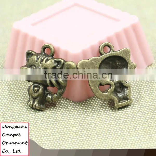 Compet Wholesale Jewelry Accessories Zinc Alloy Ancient Bronze Cute Cat Pendant photo-2