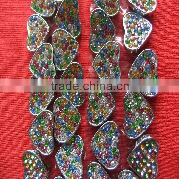 10 mm Slide Charms Heart Alloy Metal Crafts Mixed Color of Rhinestone Heart Charm photo-6