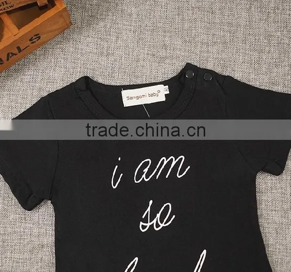 Wholesale Latest Kids Clothing Design Summer 2016 New Style Boutique Design Pure Cotton Wearing Letter Printed Toddler Rompers photo-2